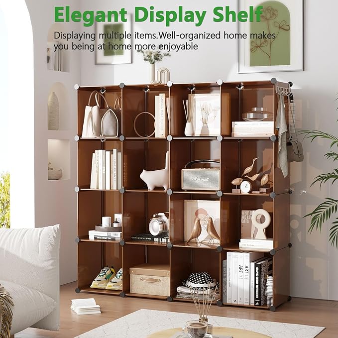 C&AHOME 16-Cube Storage Organizer, Plastic Shelves Units, DIY Closet Organizer - Image 9