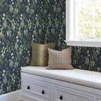 Simon&Siff Vintage Peel and Stick Wallpaper Blue Floral Wallpaper Wildflowers - Image 6