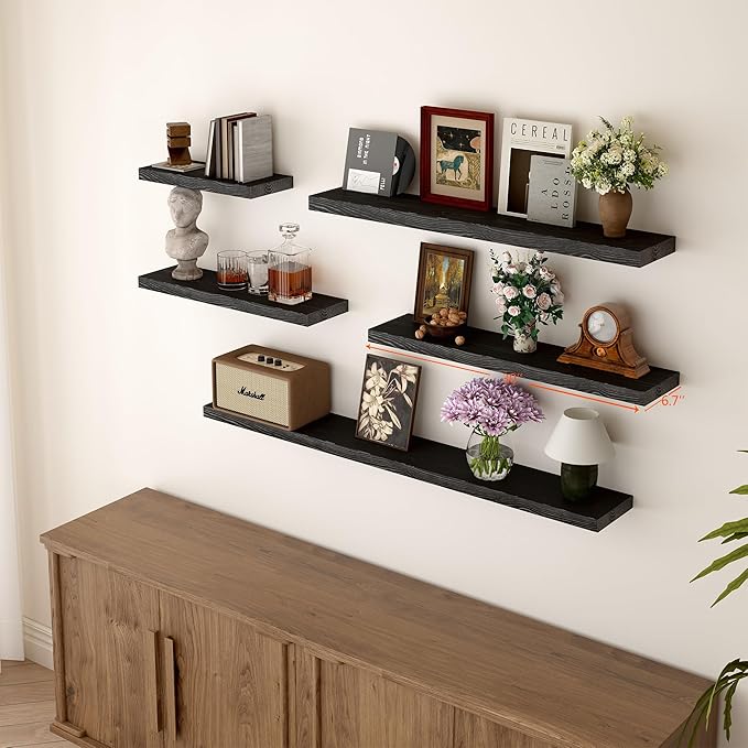 BGMG Wood Floating Shelves for Wall 30 inch Set of 2, Solid Wood Wall Mount - Image 4