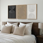 Framed Black and White Brown Abstract Wall Art, 3 Piece Boho Geometric Canvas - Image 2