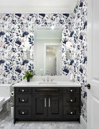 Yasinet Navy Blue Peel and Stick Wallpaper Blue Floral Wallpaper Vintage - Image 8
