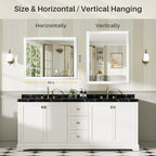 40x32 Inch White Bathroom Mirror - Image 6