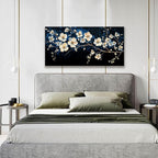 Suconvng Black Wall Art Minimalist Canvas Wall Art Decor White Flower Wall Art - Image 2