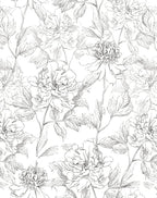 JiffDiff Peel and Stick Wallpaper Black and White Floral Wall Paper 17.3" x by wallpaper