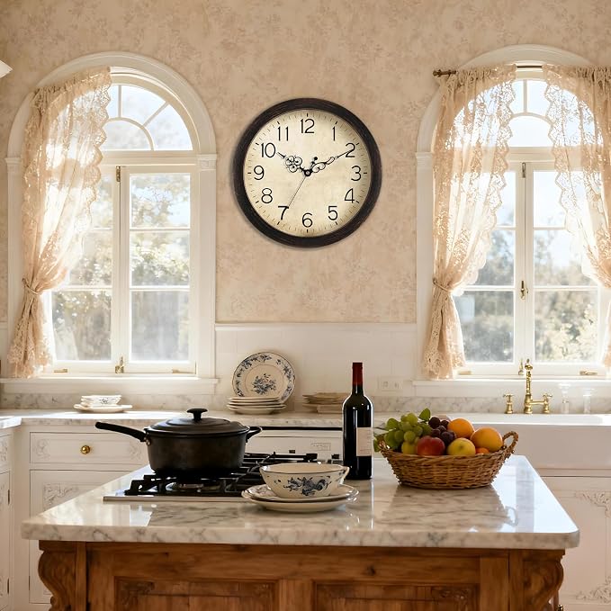KECYET Wall Clock, Vintage Wall Clocks Battery Operated Quartz Silent - Image 9