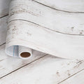 White Gray Wood Wallpaper 17.71 in X 393 in Peel and Stick Removable Decorative by Arrost