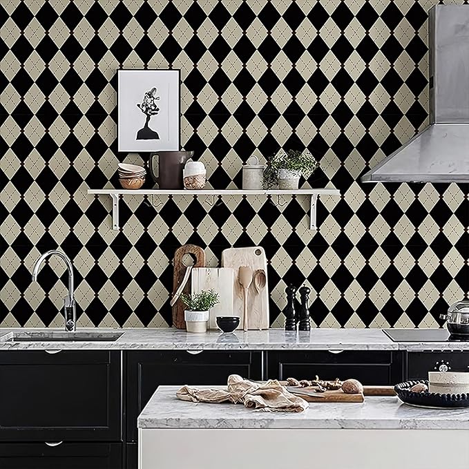 Simon&Siff Retro Checkered Peel and Stick Wallpaper Black and White Wallpaper - Image 7