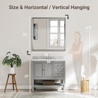 Silver Bathroom Mirror, 30x36 Inch Beveled Silver Vanity Mirror - Image 2