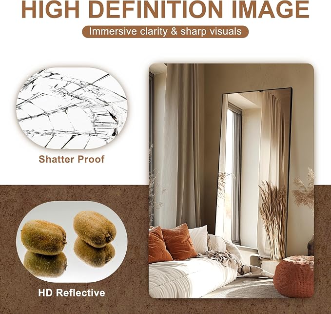Delma Wall Full Length Mirror, Standing Mirror Full Body, Large Floor - Image 3