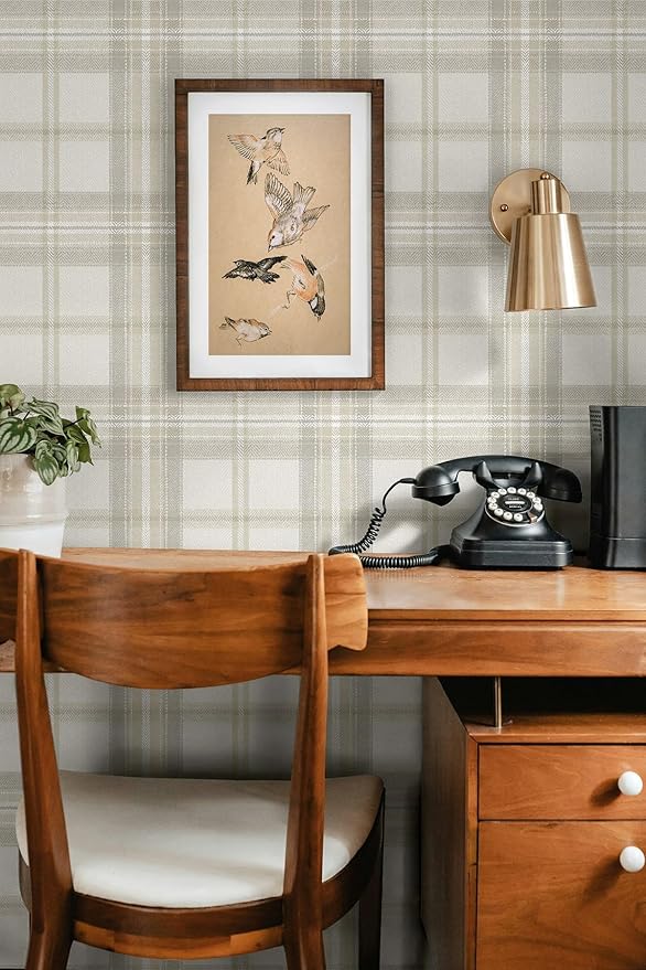 NextWall Harry & Grace Herringbone Plaid Premium Matte Non-Woven Peel and Stick - Image 6