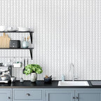 Erfoni Black and White Peel and Stick Wallpaper Modern Herringbone Contact - Image 3