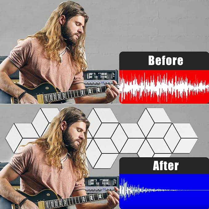 22-Pack Self-Adhesive Acoustic Panels, Flame-Resistant Soundproof Foam. Absorbs - Image 5