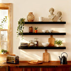 ROGMARS Black Wooden Floating Shelves by 100RealSolidWood