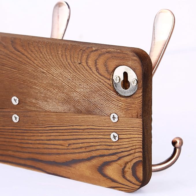 SKOLOO Rustic Pine Wood Wall Coat Rack - Image 6