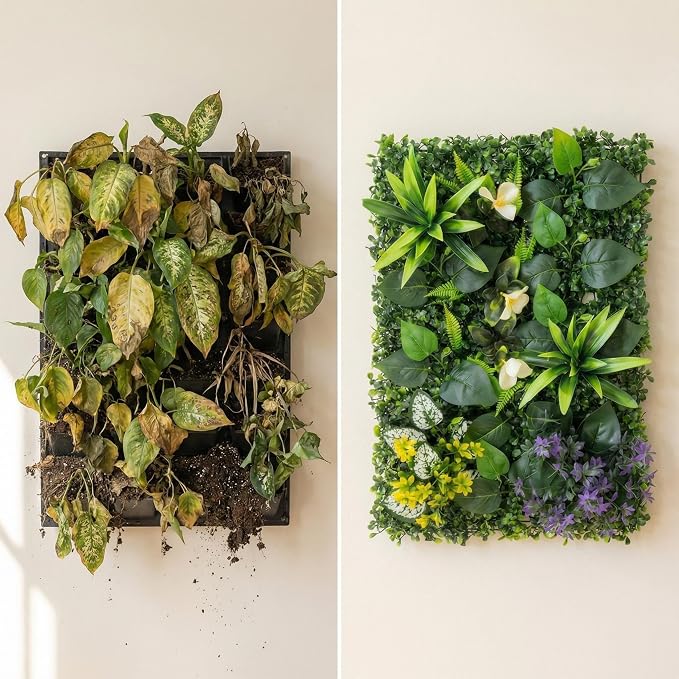 Artificial Mixed Botanical Plant Wall Panel, 24x16 in UV-Protected Faux - Image 7