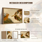 Framed Vintage Cat Canvas Wall Art, Funny Orange Cat Parody Classic Masterpiece - Image 5