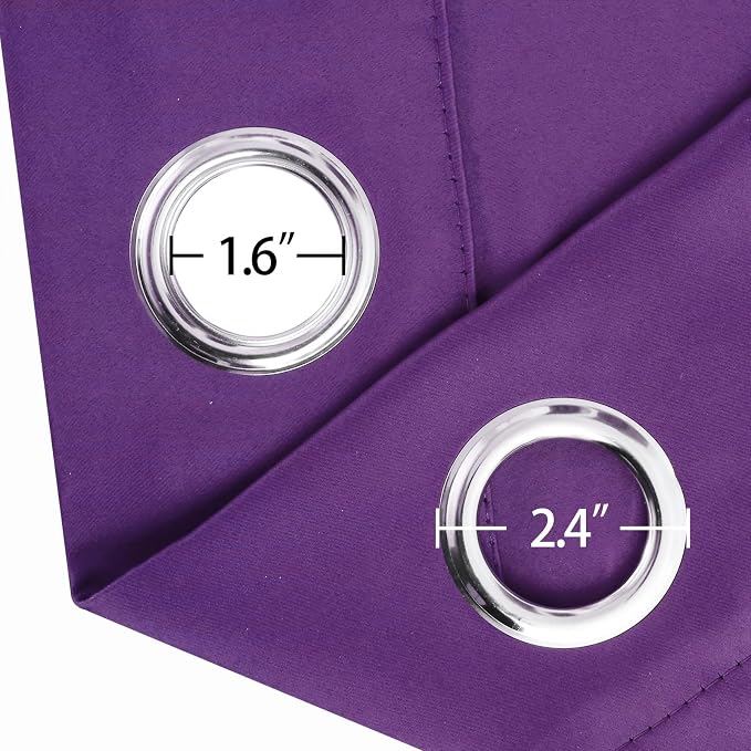 LEMOMO Purple Blackout Curtains 42 x 54 Inch Length Set of 2 Panels Grommet - Image 5