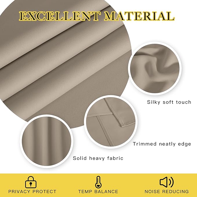 NICETOWN Taupe Blackout Curtain - Image 2