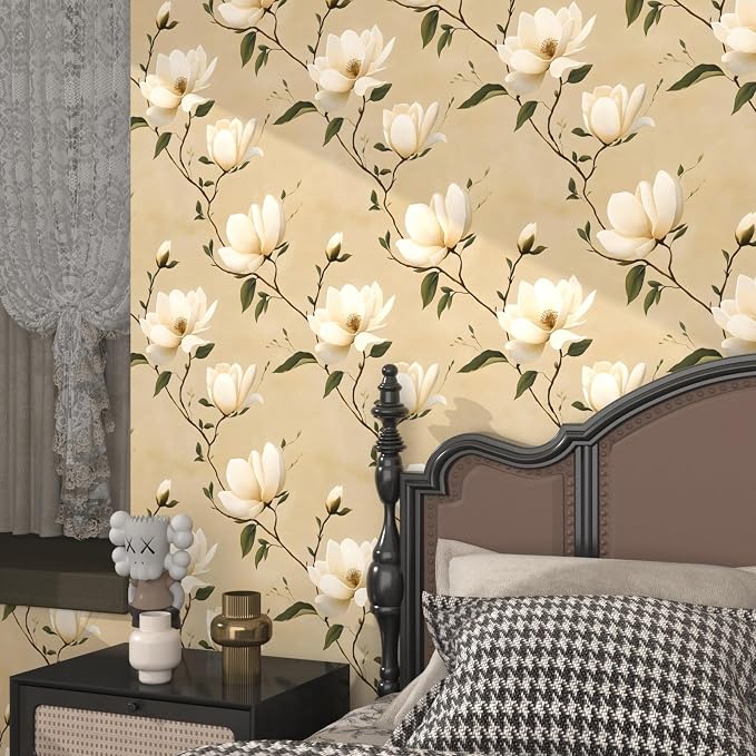 Floral Peel and Stick Wallpaper Vintage Khaki Contact Paper 17.5''x393'' Vinyl - Image 6