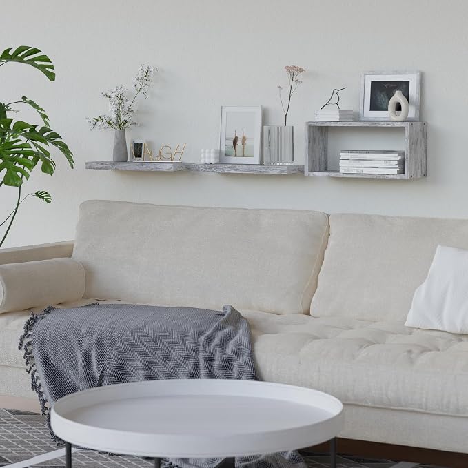 RICHER HOUSE Floating Shelves Set of 3, Farmhouse Bathroom Wall Mounted Shelves - Image 7