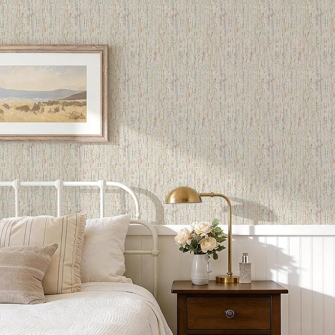 JiffDiff Woven Wallpaper Peel and Stick 17.3" x 800" Colorful Paint Grasscloth - Image 4