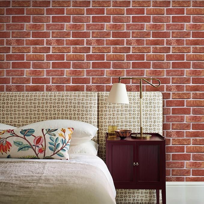 COMSTICKC 3D Faux Red Brick Wall Panel Peel and Stick, Small Brick, Ultra-Light - Image 7