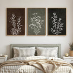 Framed Boho Botanical Wall Art for Living Room, 3 Piece Rustic Floral Canvas - Image 3