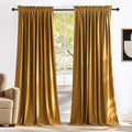 NICETOWN Mustard Gold Velvet Curtains 96 inch Long by NICETOWN