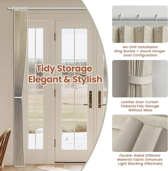 AJAZZ Blackout Accordion Door Curtain 98"x106" Cream Yellow - Image 5