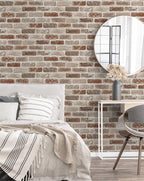NextWall Washed Faux Brick Peel and Stick Wallpaper - Image 5