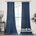 NICETOWN Navy Blue Velvet Curtains 84 inches - Image 3