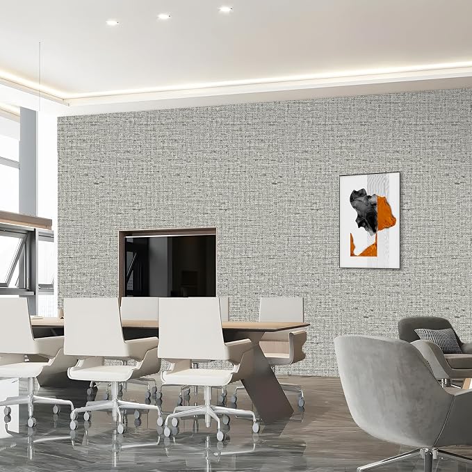 15.75"x590.6" Gray Grasscloth Wallpaper Peel and Stick Removable Textured Wall - Image 5