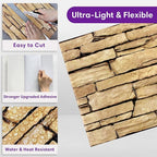 3D Peel and Stick Faux Stone Wall Panels 11.8" x 11.8" 10-Pack, Stone-Look Wall - Image 5