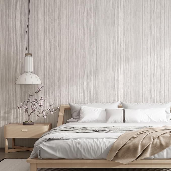 Beige Faux Grasscloth Wallpaper Peel and Stick Linen Textured 24"x394" Upgraded - Image 5