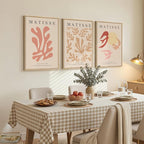 Framed Large Matisse Abstract Wall Art Set of 3, Vintage Neutral Pink Floral - Image 2