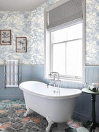 Ismoon Vintage Floral Wallpaper Peel and Stick Beige and Blue Contact Paper - Image 9