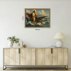 Framed Jesus Riding a Shark Wall Art, Humorous Christian Canvas Print, Fun - Image 3