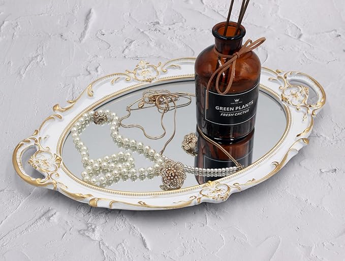 Eaoundm 14.5 x 10 inchs Oval Antique Decorative Wall Mirror Vintage Hanging - Image 4