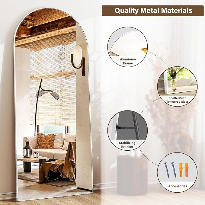 XRAMFY 24x68 Arched Full Length Mirror Floor Mirrors - Image 6