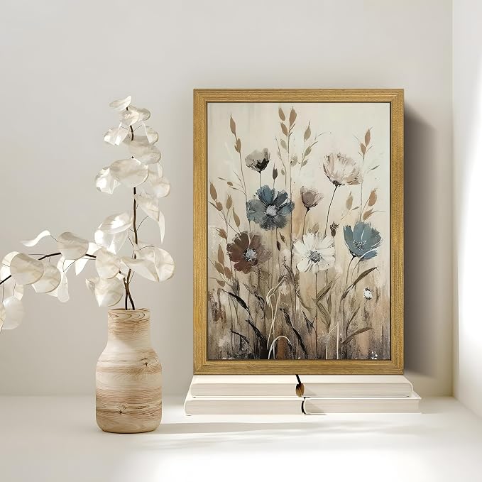 Yaneiro Wood Framed Vintage Wildflower Wall Art, Boho Canvas Wall Decor - Image 5