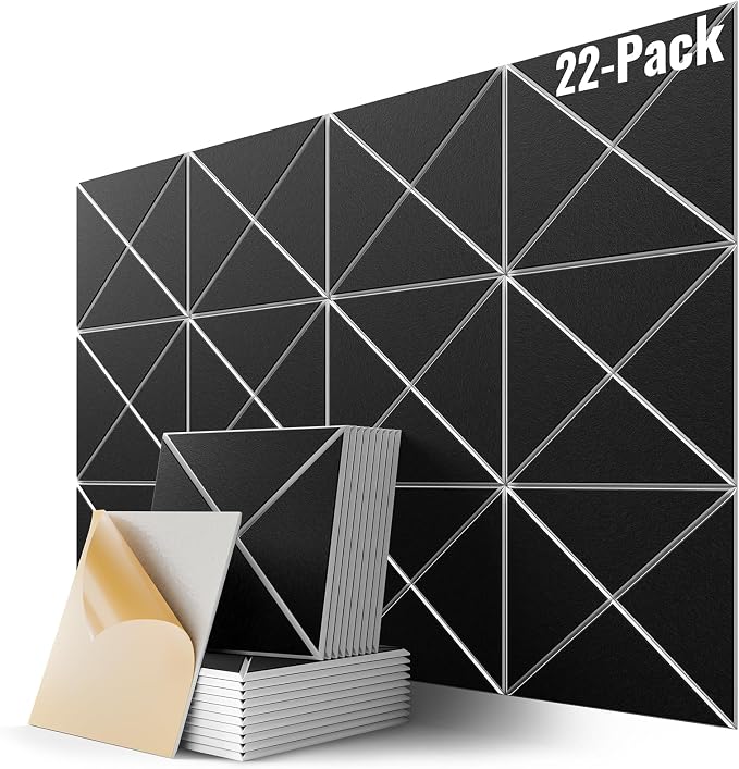 22 Pack X-Line Design Acoustic Panels, Soundproof Wall Panels by Lebenforce