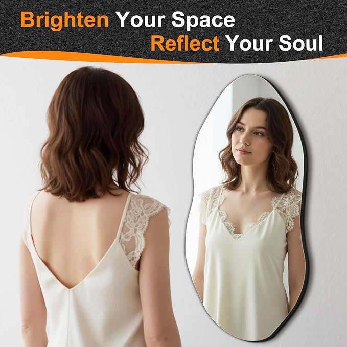 Delma Irregular Wall Mirror, Frameless Decorative Mirror - Image 2