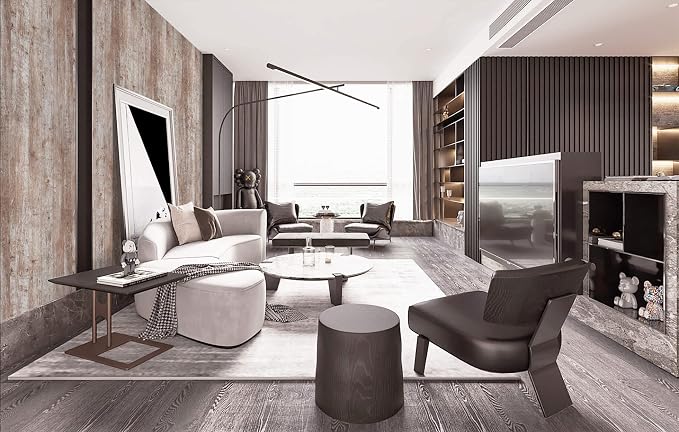 Dimoon Wallpaper 118" x17.7''Wood Wallpaper Brown Thicken Grey Dark Wood - Image 6
