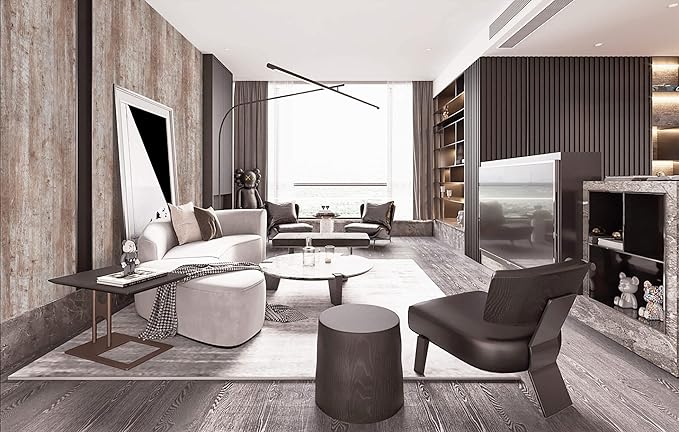 Dimoon 236"x17.7'' Wood Contact Paper Brown Grey Dark Wood Wallpaper Gray Brown - Image 5