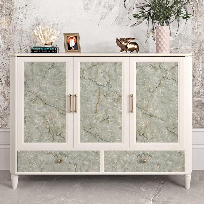 Vinyl 15.8" x 472" Green Marble Contact Paper - Image 6