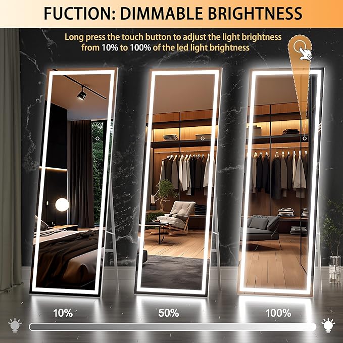 Hasipu Full Length Mirror with Lights, Full Body Dressing Standing, Hanging - Image 5