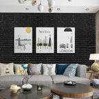 YU LI 3DH 3D Wall Panels Peel and Stick 11PCS Black Foam Brick Wallpaper - Image 2