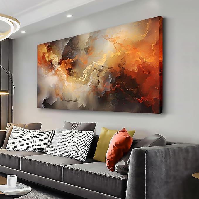 VHMING Abstract Wall Art Home Decor Orange Artwork Wall Art Prints Canvas by VHMING