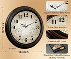 Vintage Wall Clock 16 Inch Quartz Silent Non-Ticking Analog Clock - Image 3