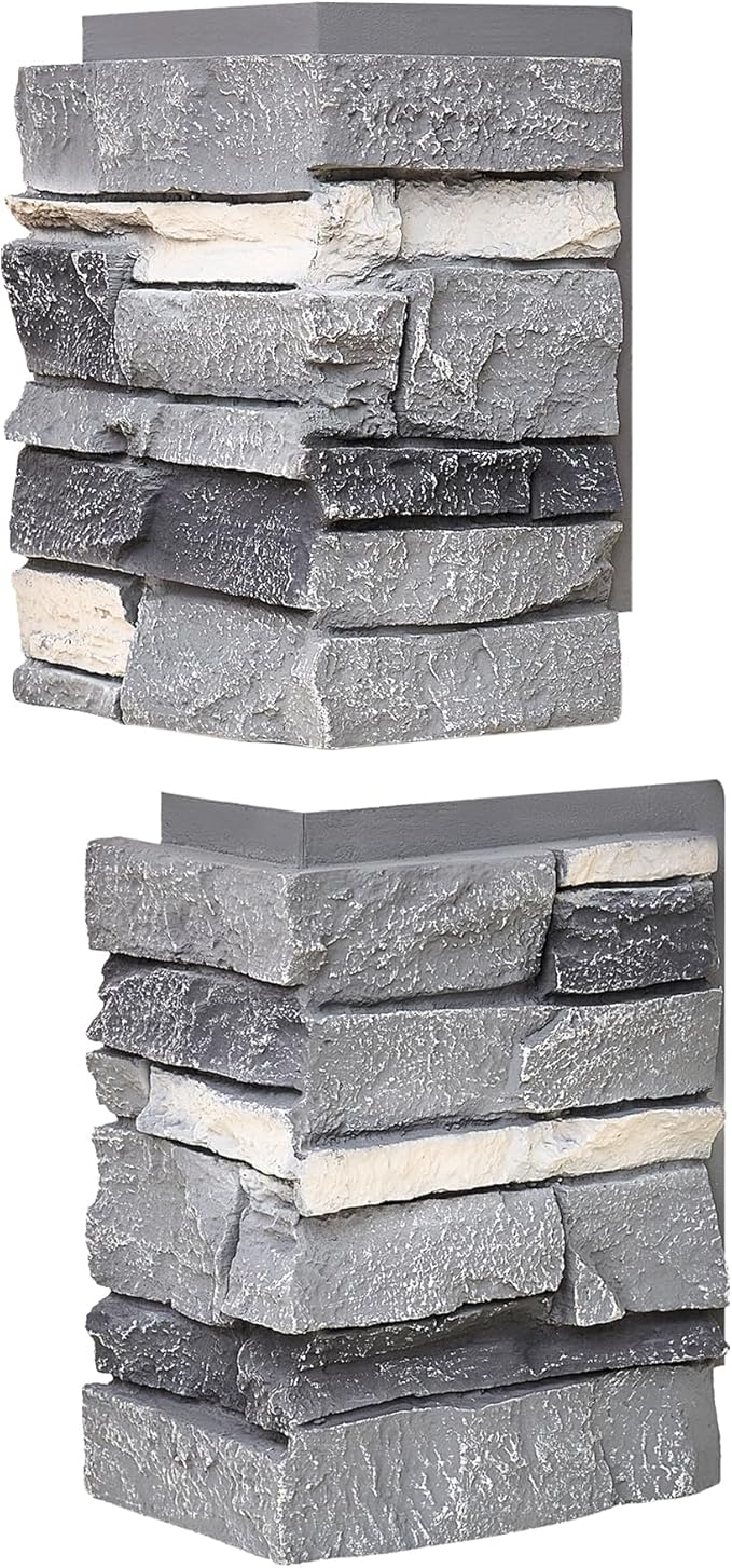 1.77 Inch Deep 3D Faux Stone Corner Panels Matching 2 Piece Set - Image 3